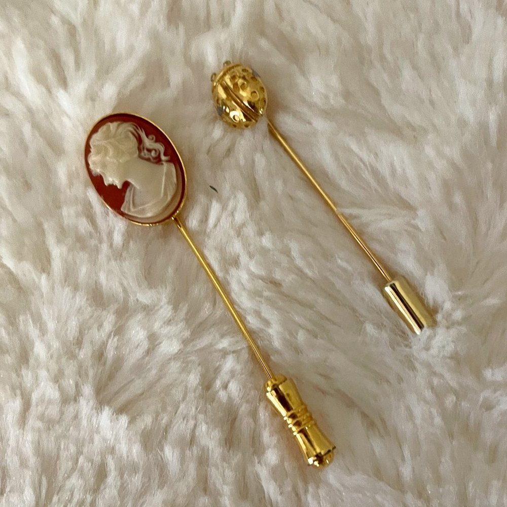 PRICE DROP - AVON - cameo pin. 2 Stick pins
